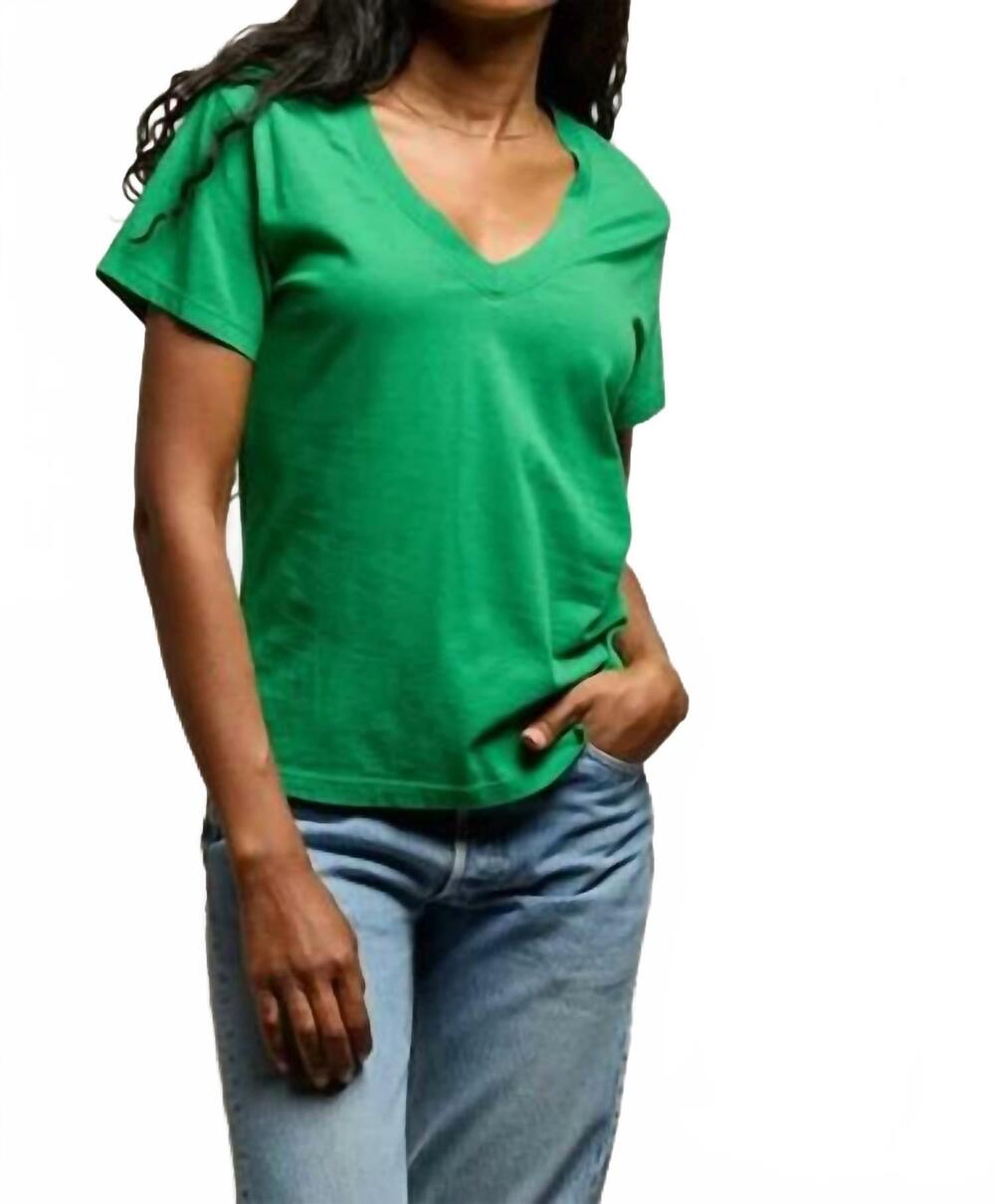 NEW PERFECTWHITETEE the hendrix cotton boxy v neck tee in grass
